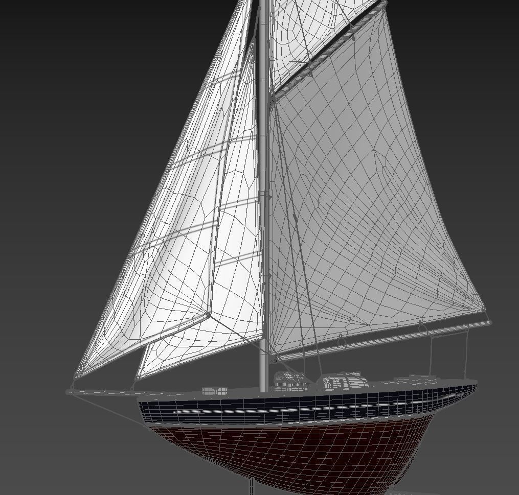 Birchwood Model Sail Boat Low-poly 3D model_7