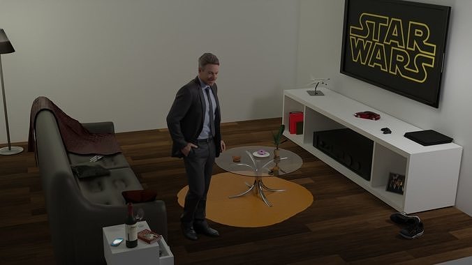 living room Free low-poly 3D model