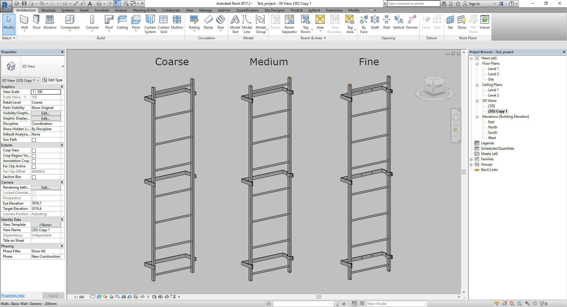 Access Ladder - Parametric Revit family Low-poly 3D model_7