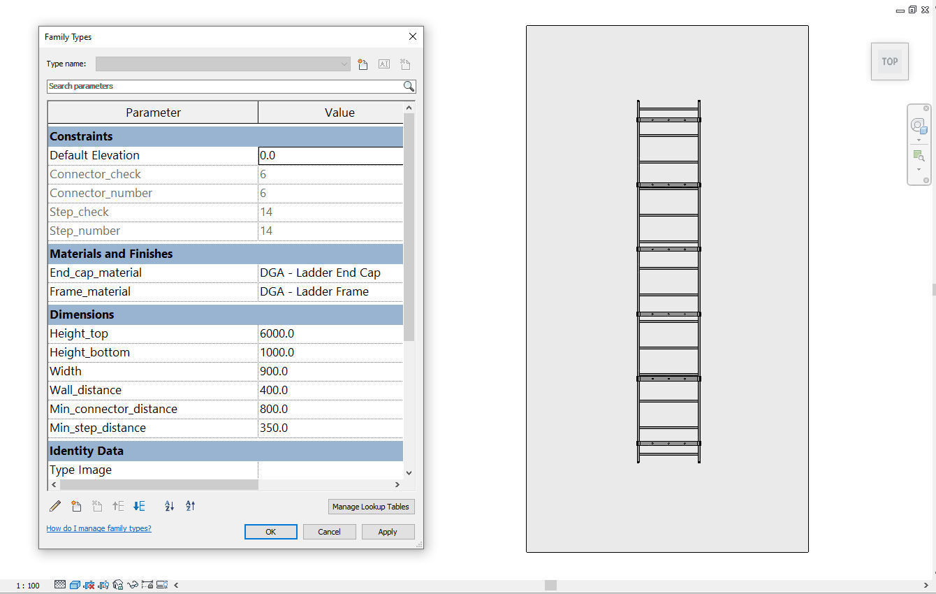 3D model Access Ladder Parametric Revit family VR / AR / lowpoly