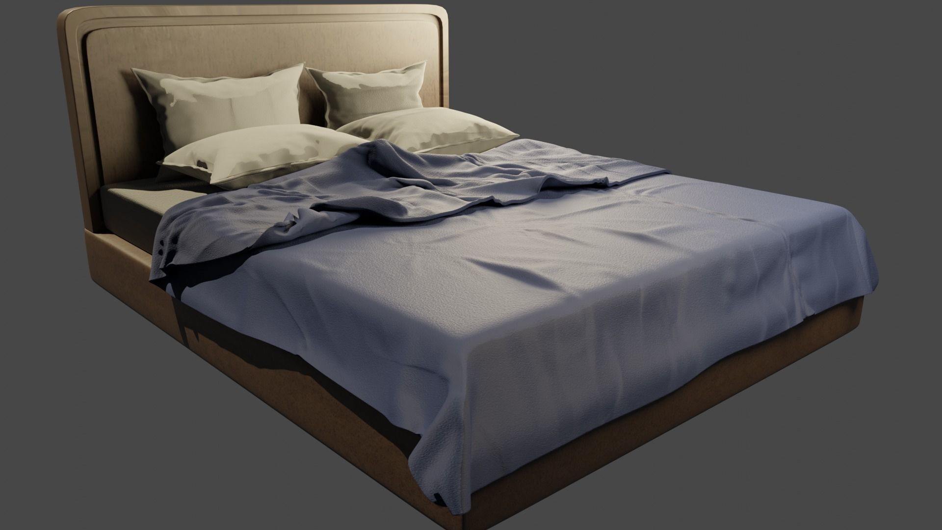 Modern Bed and Blanket Free 3D model_1