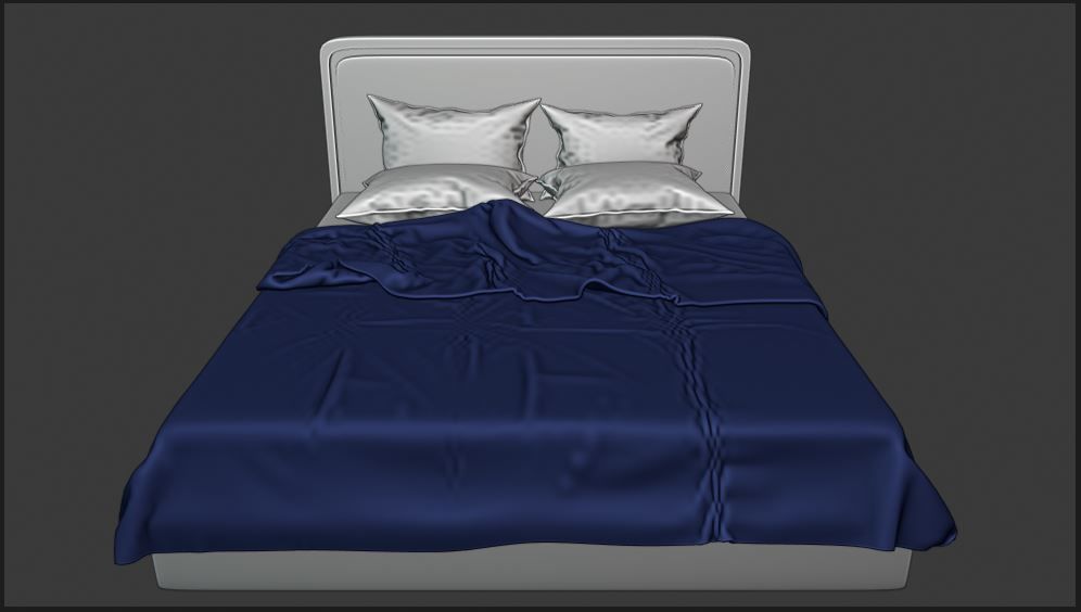 Modern Bed and Blanket Free 3D model_3