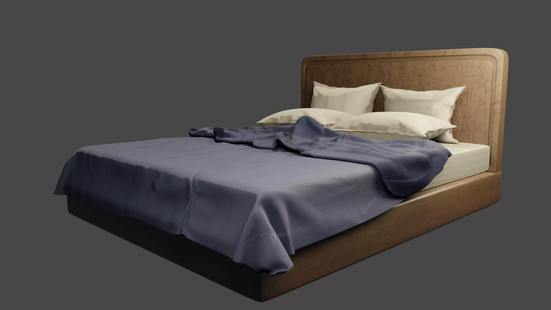 Modern Bed and Blanket Free 3D model_0