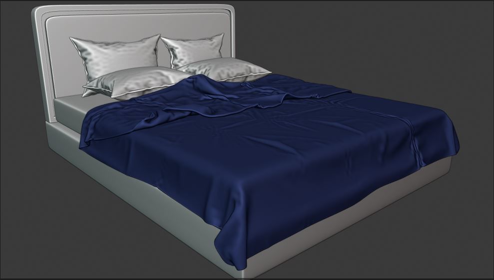 Modern Bed and Blanket Free 3D model_2