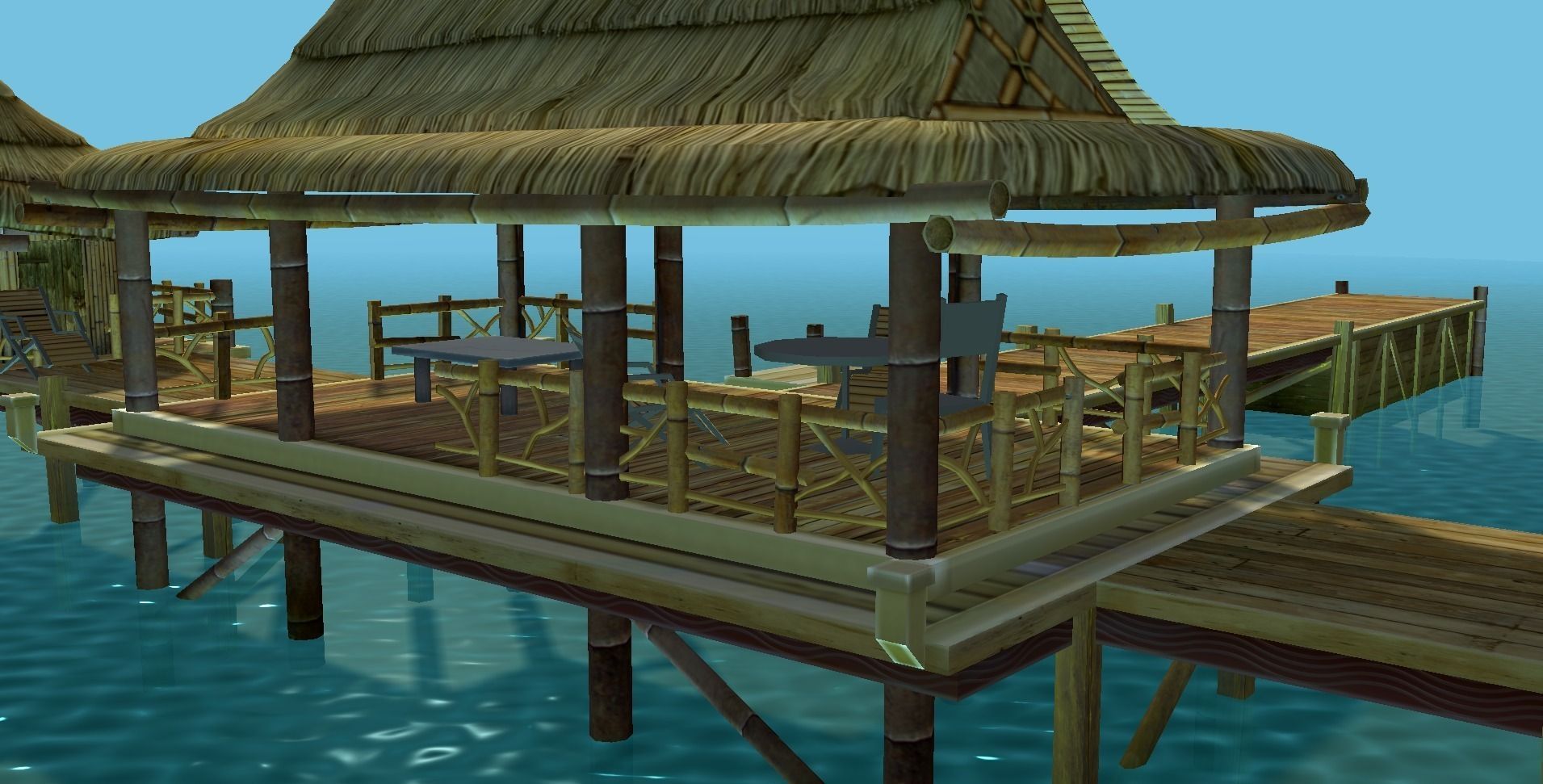 Bungalow - low poly wooden structure with boat Low-poly 3D model_19