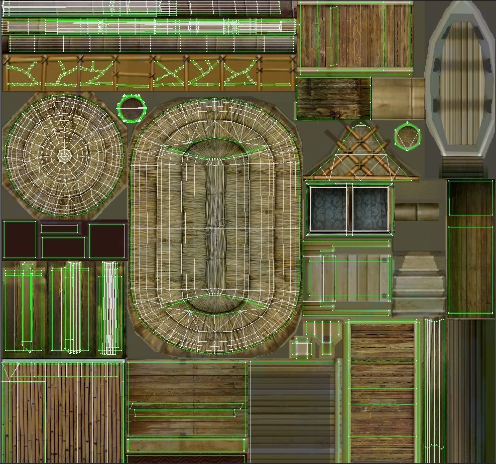 Bungalow - low poly wooden structure with boat Low-poly 3D model_5