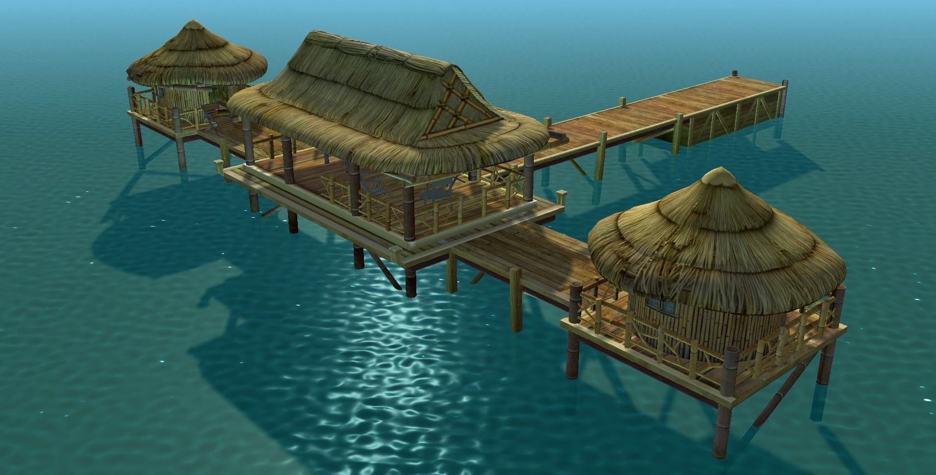 Bungalow - low poly wooden structure with boat Low-poly 3D model_14