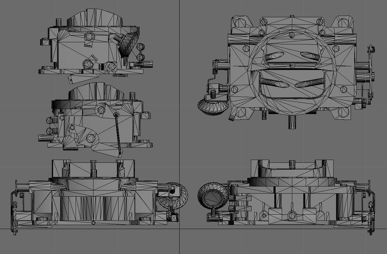 Carter carburetor Low-poly 3D model_7
