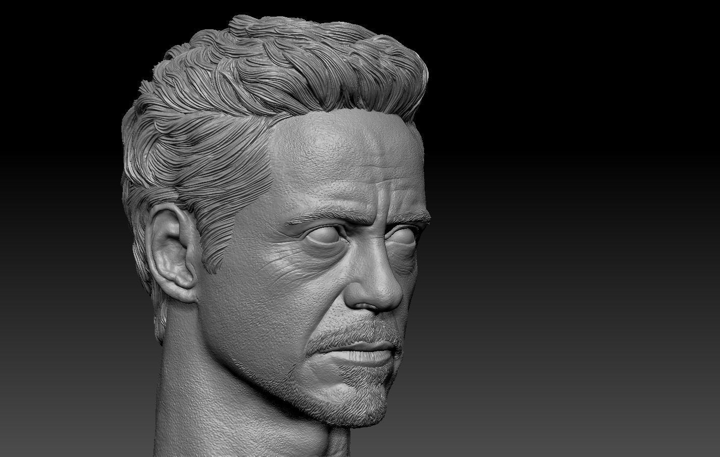 Tony Stark Iron Man Robert Downey Jr head 3D print model_4