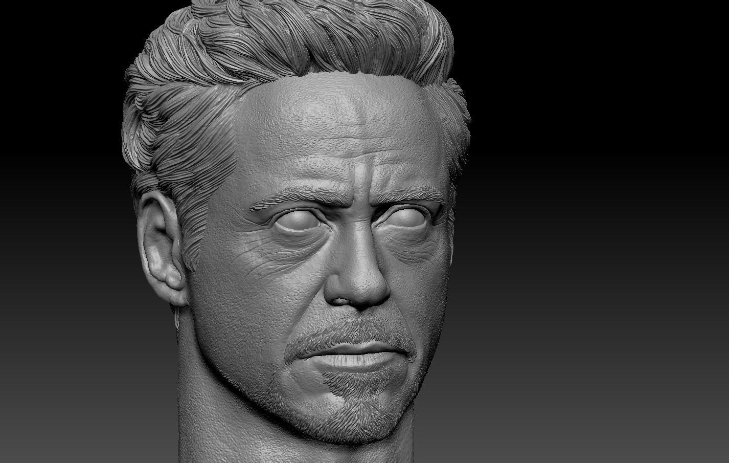 Tony Stark Iron Man Robert Downey Jr head 3D print model_1