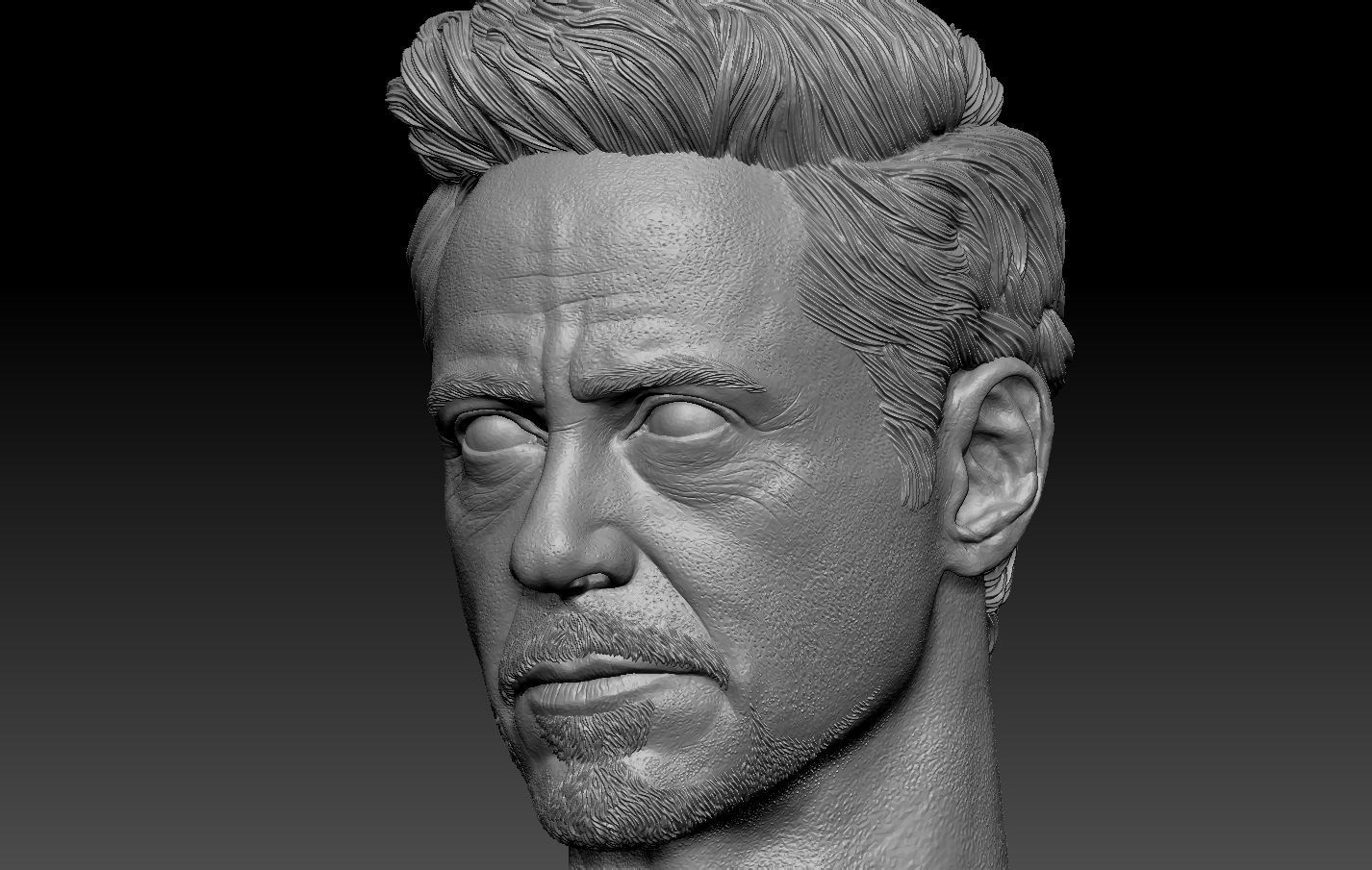 Tony Stark Iron Man Robert Downey Jr head 3D print model_2