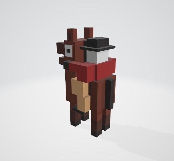 Crossy Road type game Horse and Rider Low-poly 3D model_3