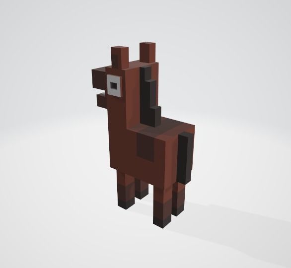 Crossy Road type game Horse and Rider Low-poly 3D model_4