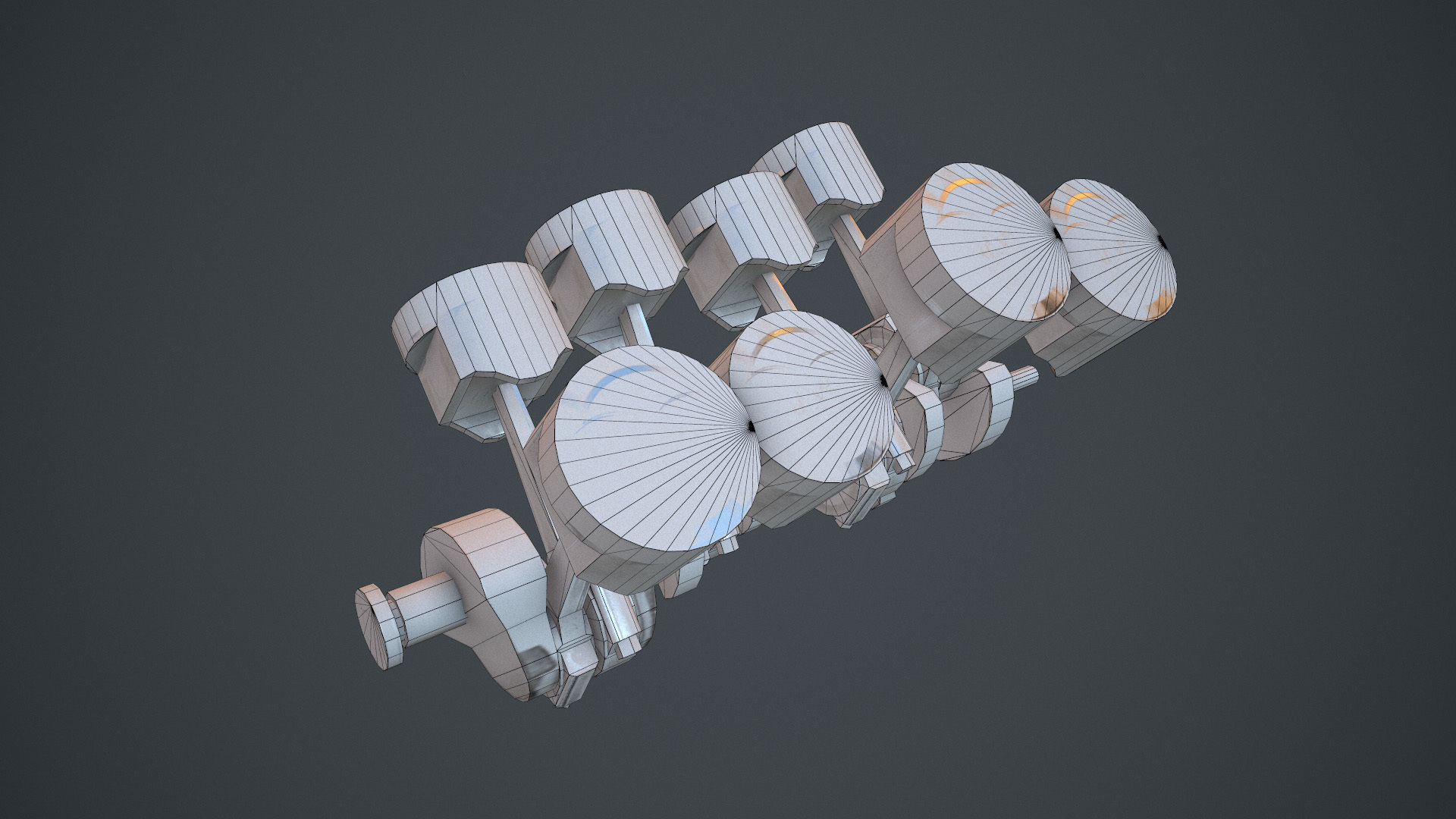 V8 Pistons Low-poly 3D model_3