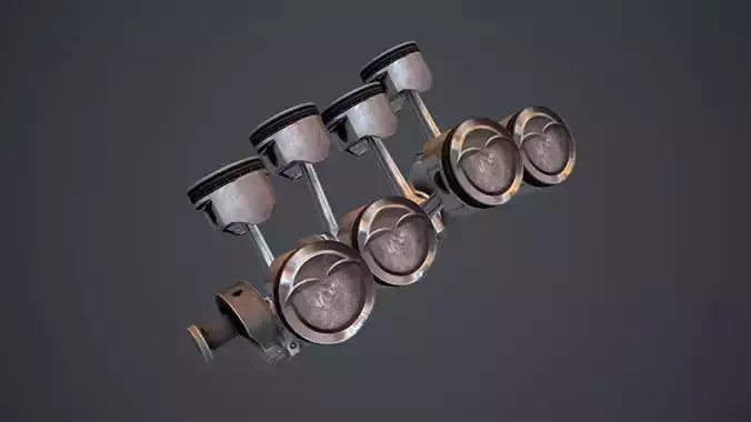 V8 Pistons Low-poly 3D model