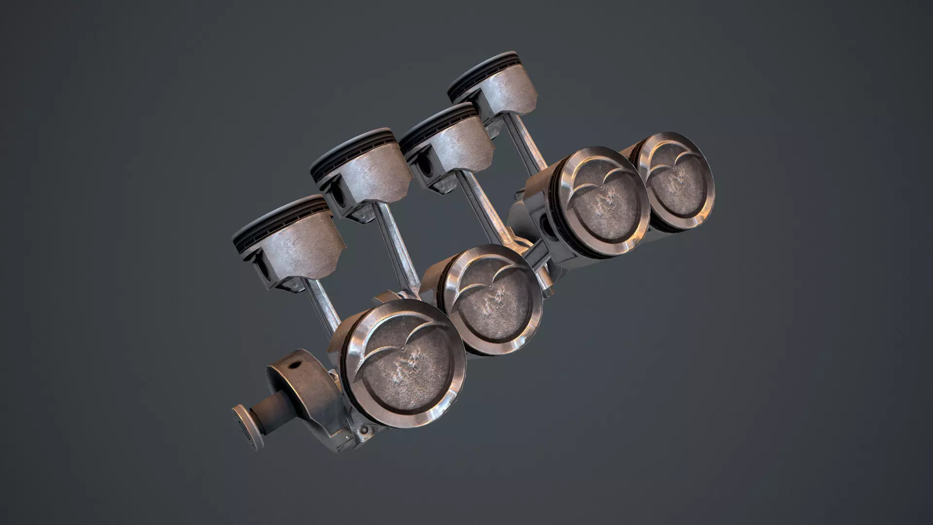 V8 Pistons Low-poly 3D model_0