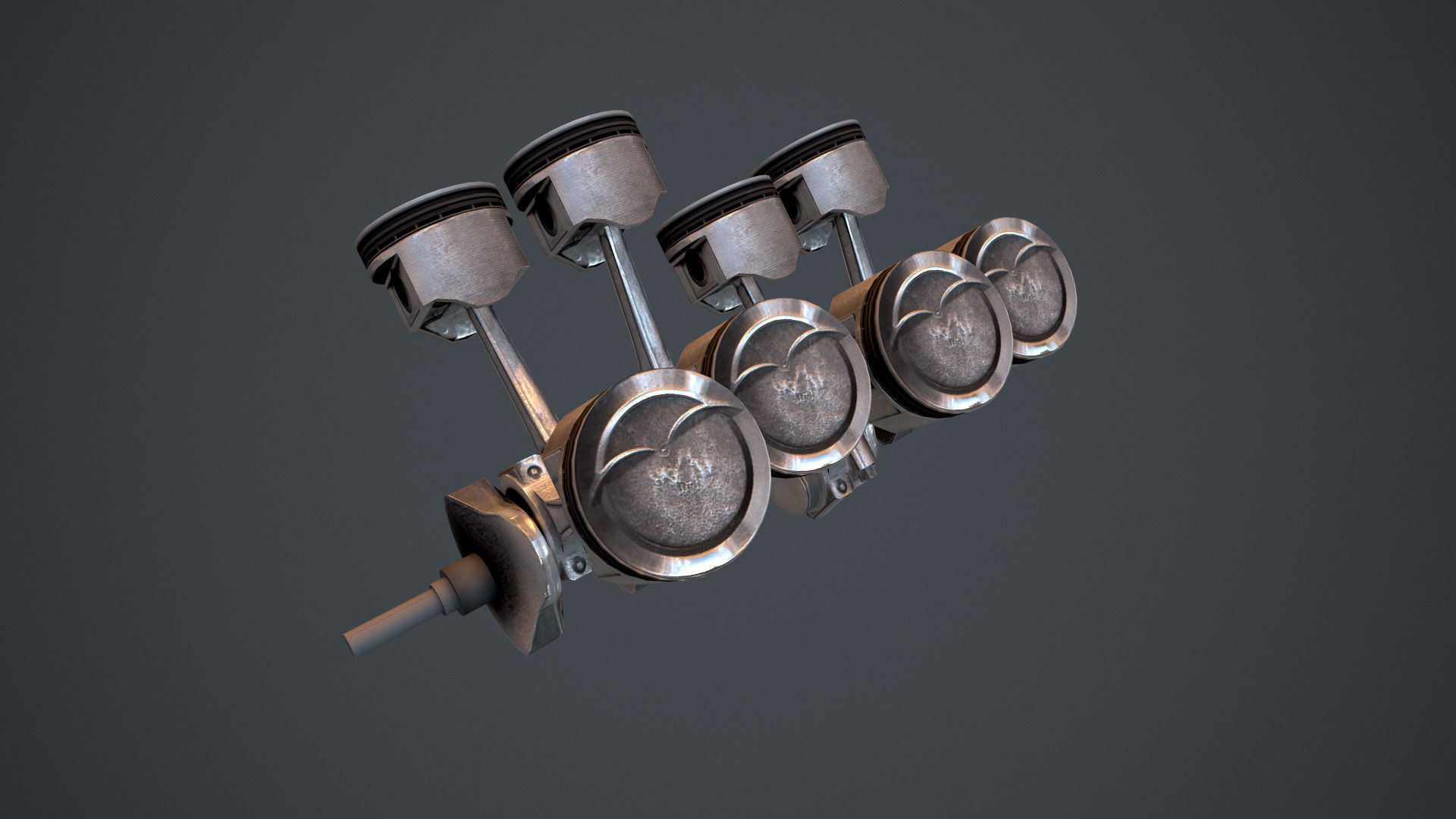 V8 Pistons Low-poly 3D model_1