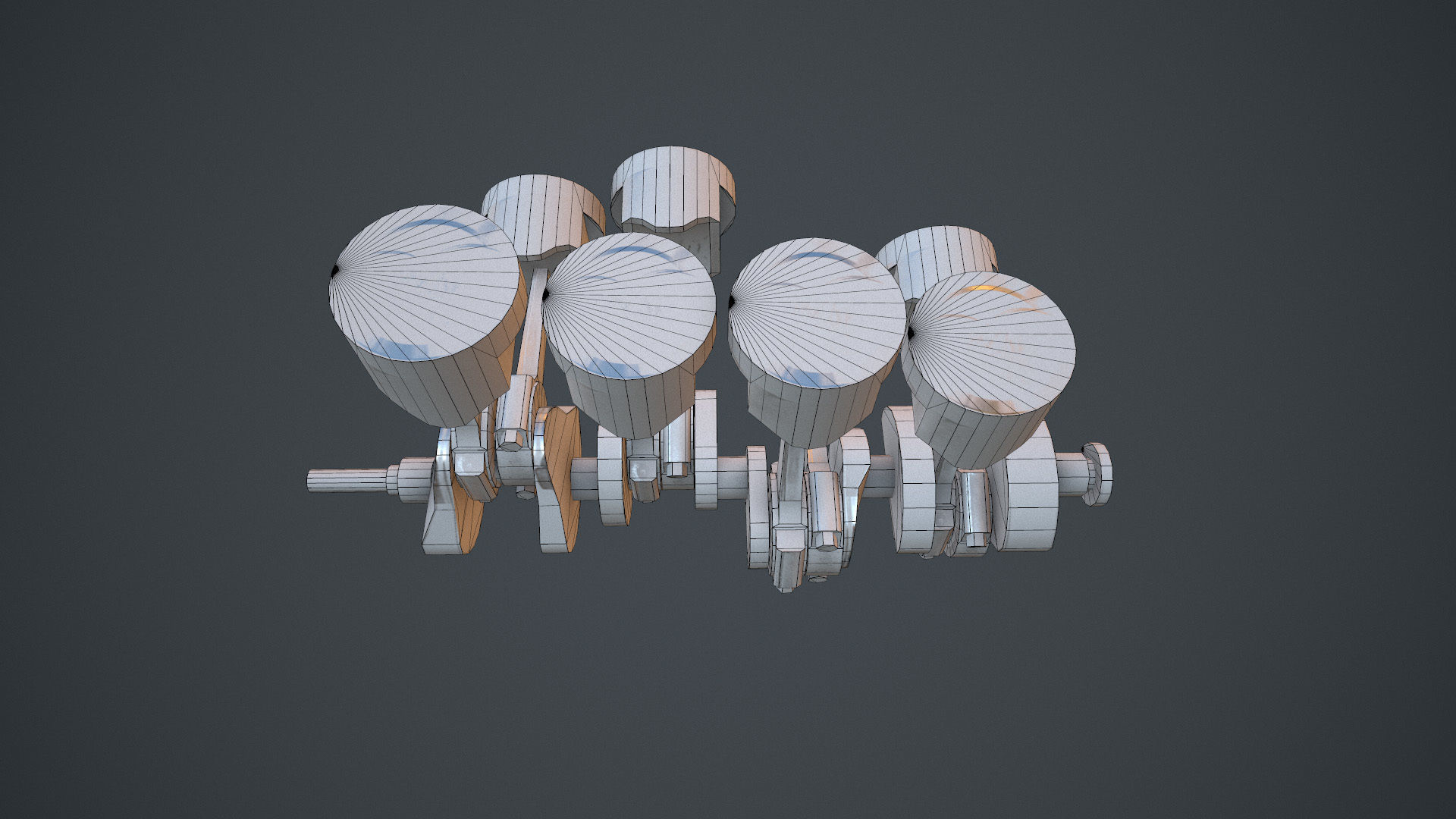 V8 Pistons Low-poly 3D model_4