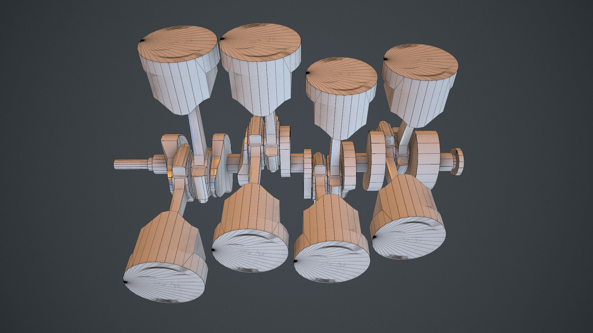V8 Pistons Low-poly 3D model_5