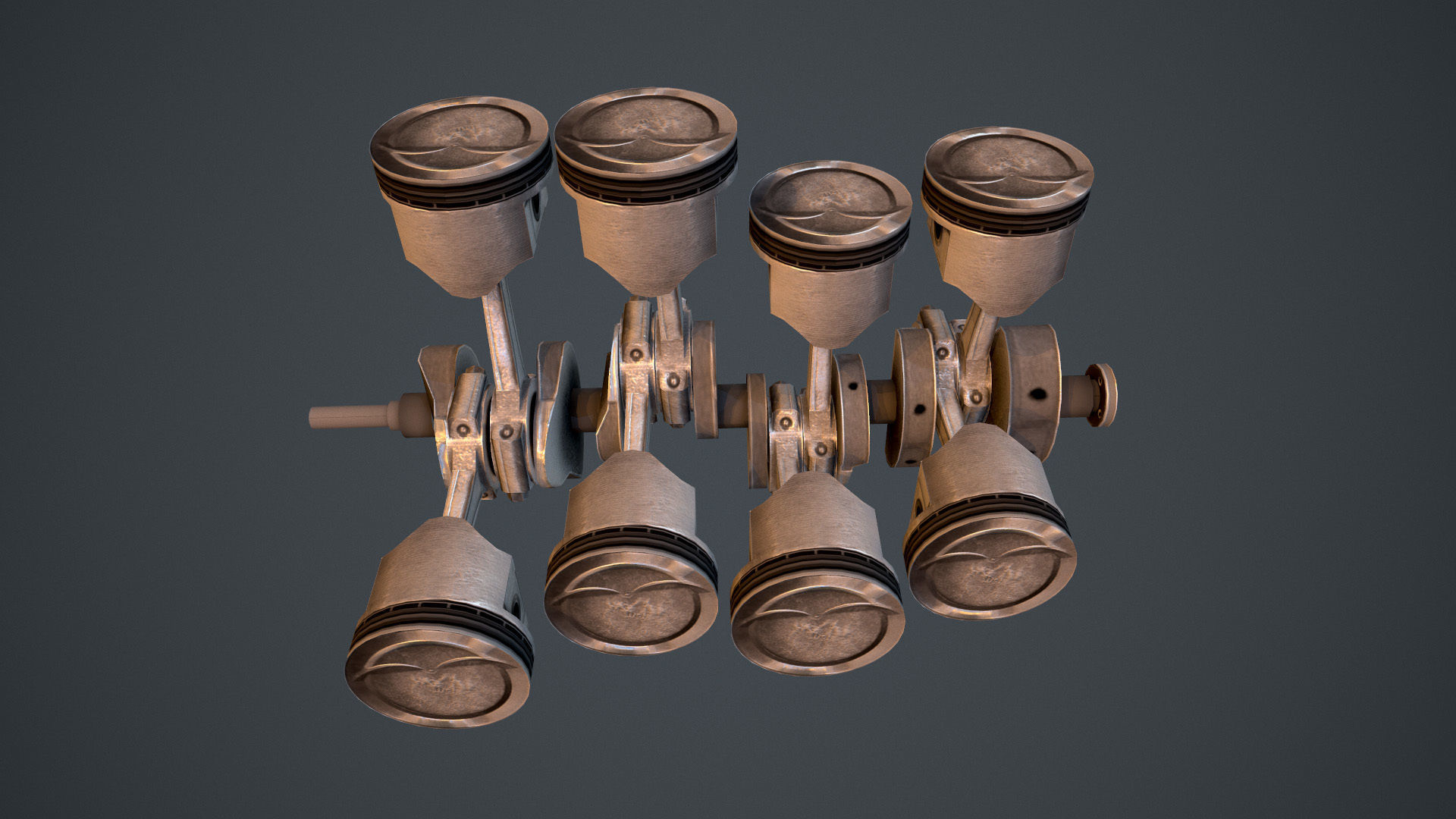 V8 Pistons Low-poly 3D model_2