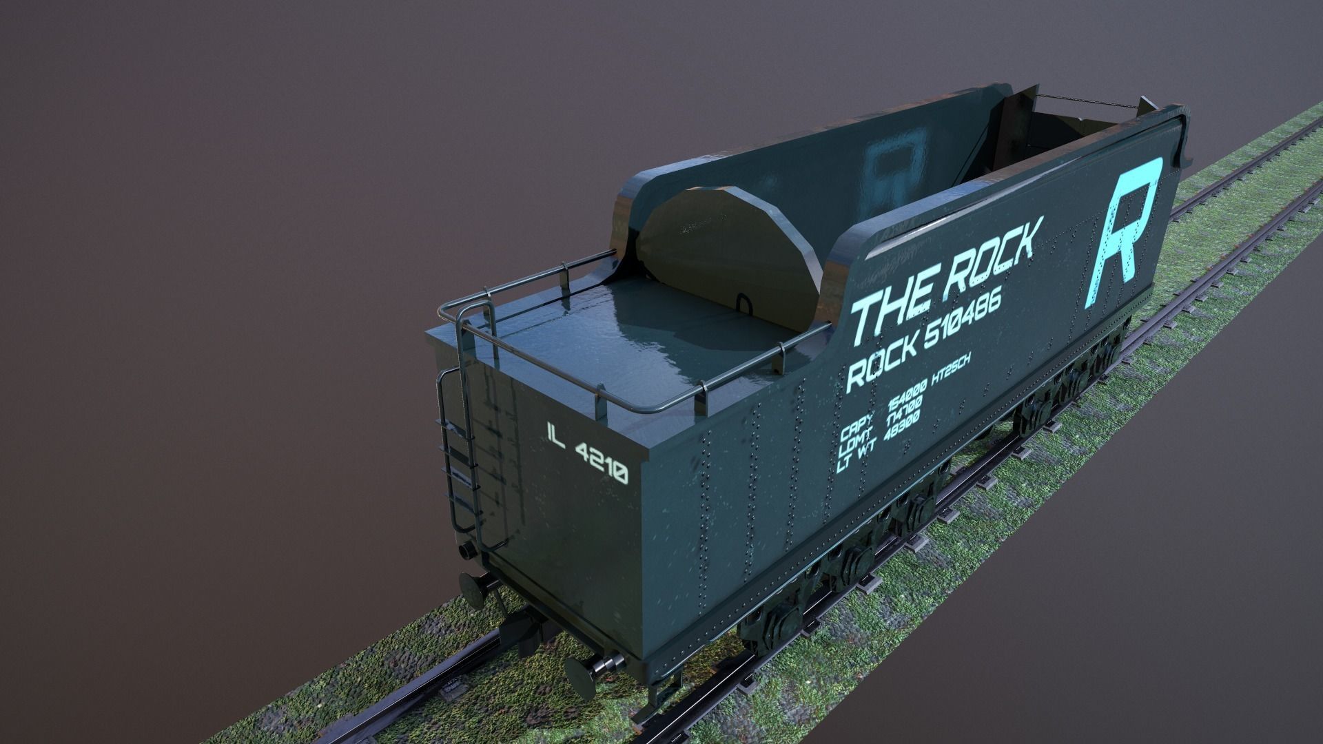 Train Hopper car Low-poly 3D model Low-poly 3D model_2
