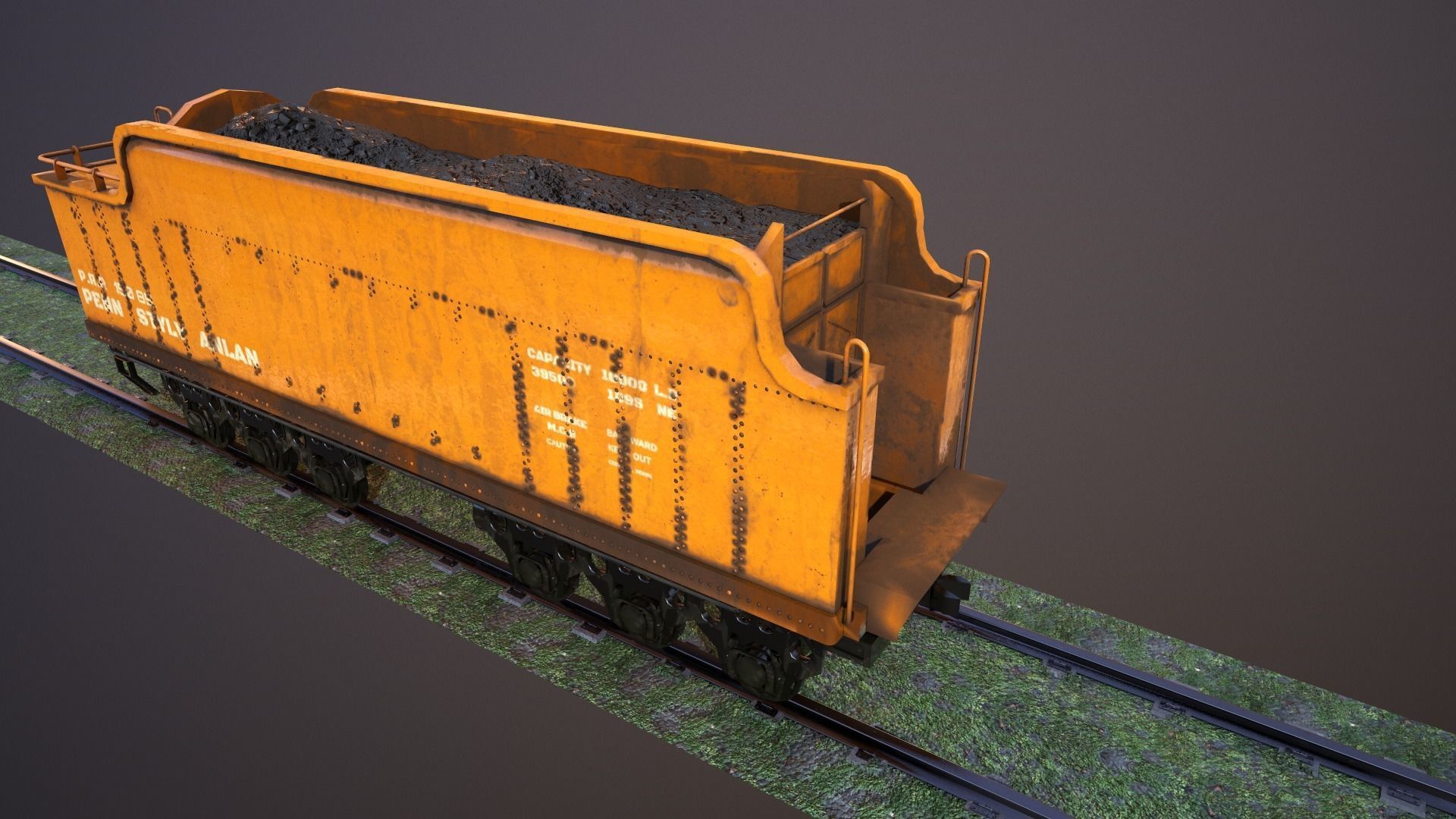 Train Hopper car Low-poly 3D model Low-poly 3D model_7