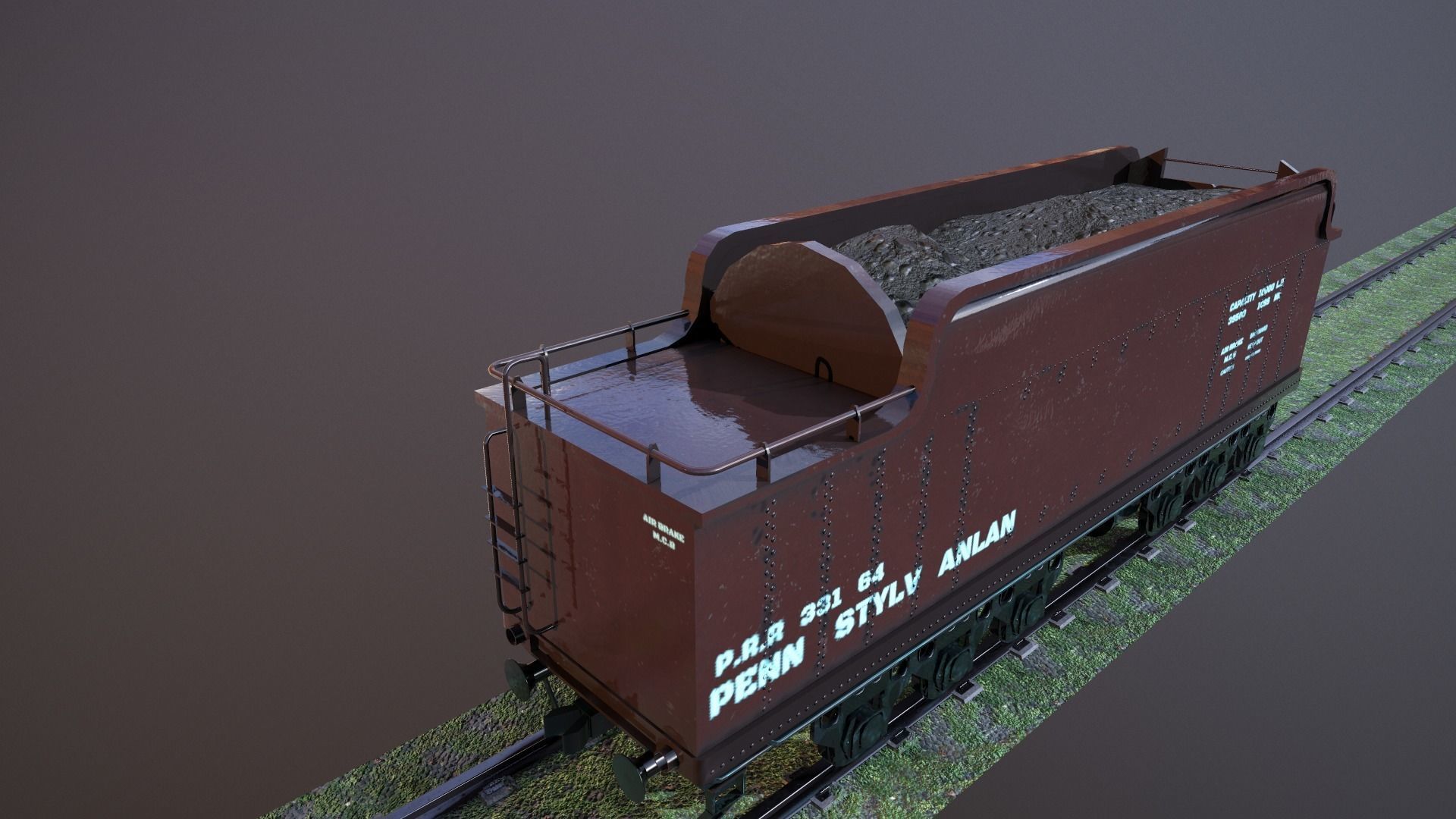 Train Hopper car Low-poly 3D model Low-poly 3D model_8