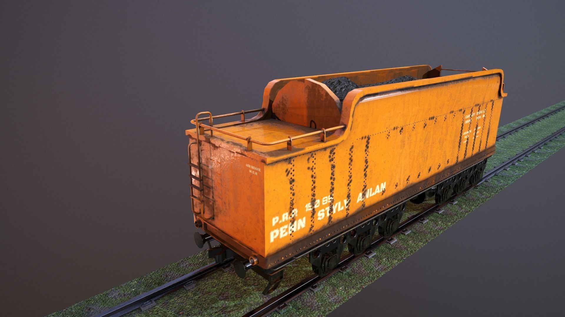 Train Hopper car Low-poly 3D model Low-poly 3D model_6