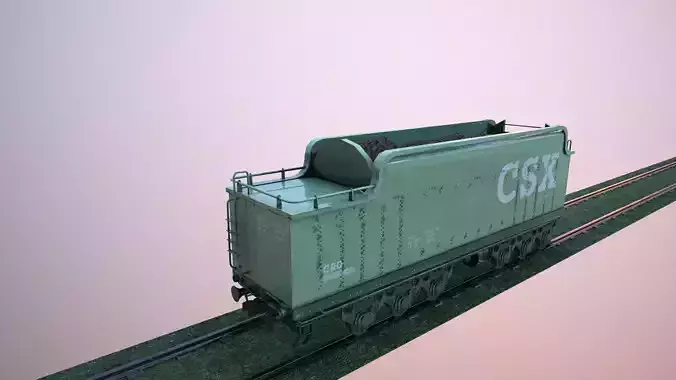 Train Hopper car Low-poly 3D model