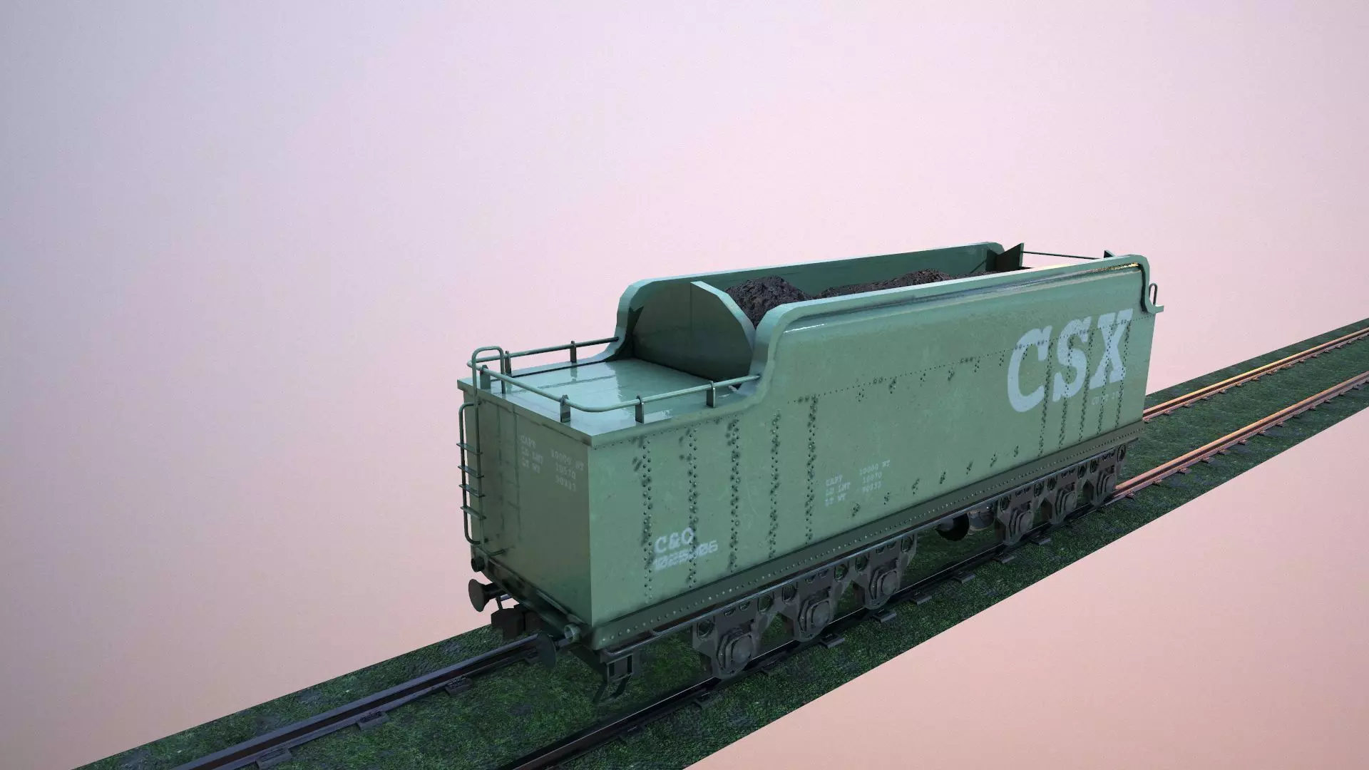 Train Hopper car Low-poly 3D model Low-poly 3D model_0