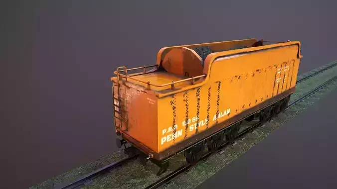 Train Hopper car Low-poly 3D model