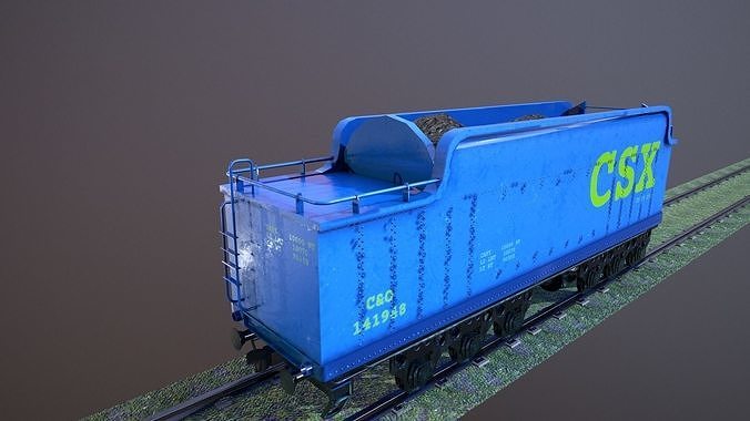 Train Hopper car Low-poly 3D model Low-poly 3D model 7