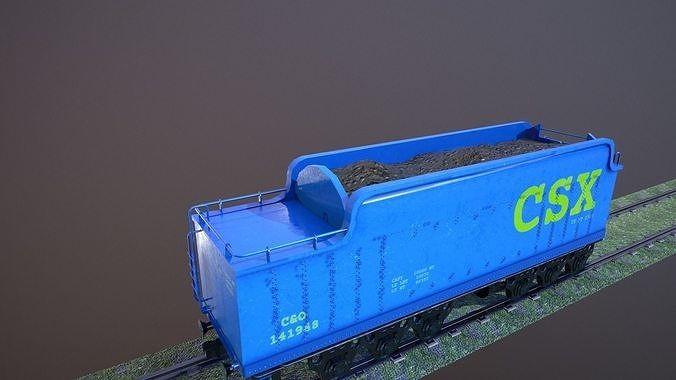 Train Hopper car Low-poly 3D model Low-poly 3D model 6