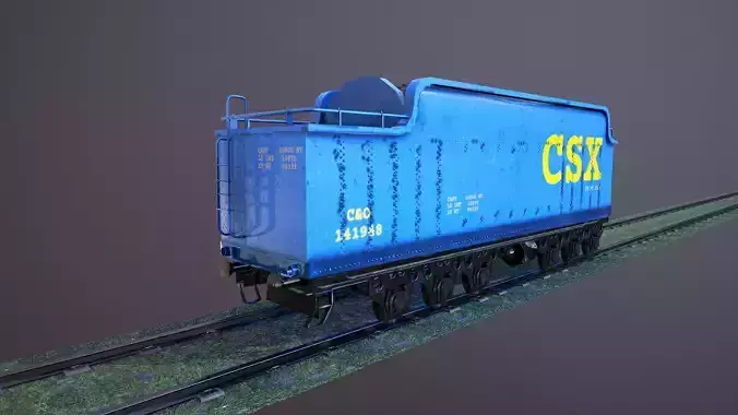 Train Hopper car Low-poly 3D model