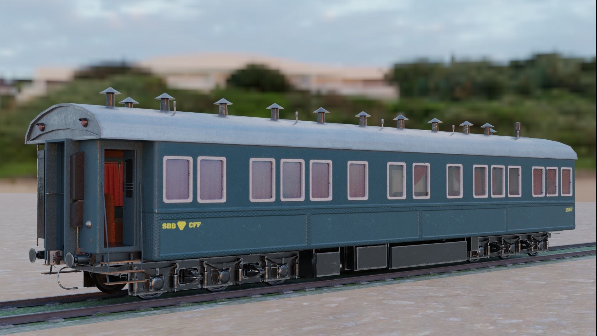 Steam Passengers Car Low-poly 3D model Low-poly 3D model_4