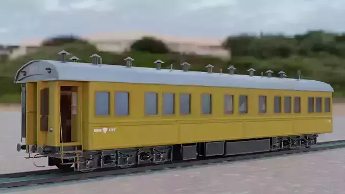 Steam Passengers Car Low-poly 3D model Low-poly 3D model