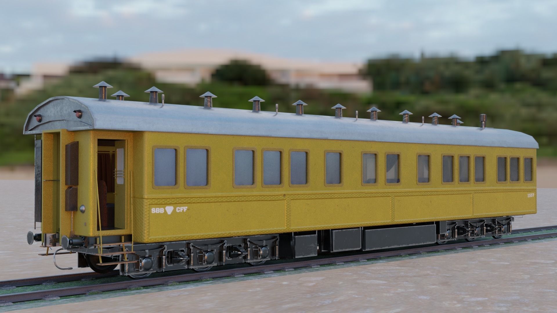 Steam Passengers Car Low-poly 3D model Low-poly 3D model_4