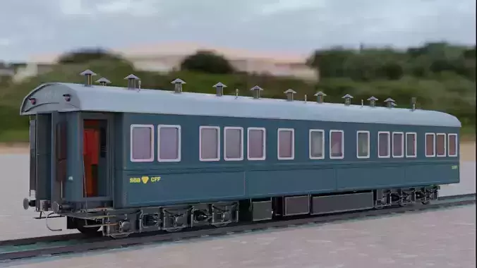 Steam Passengers Car Low-poly 3D model