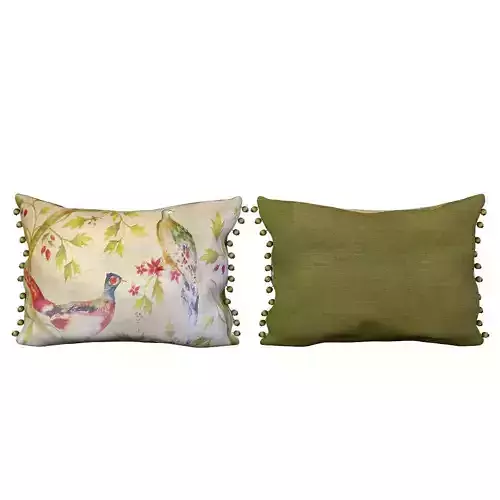 Voyage Cushion - Peacocks -Pom Pom Pillow