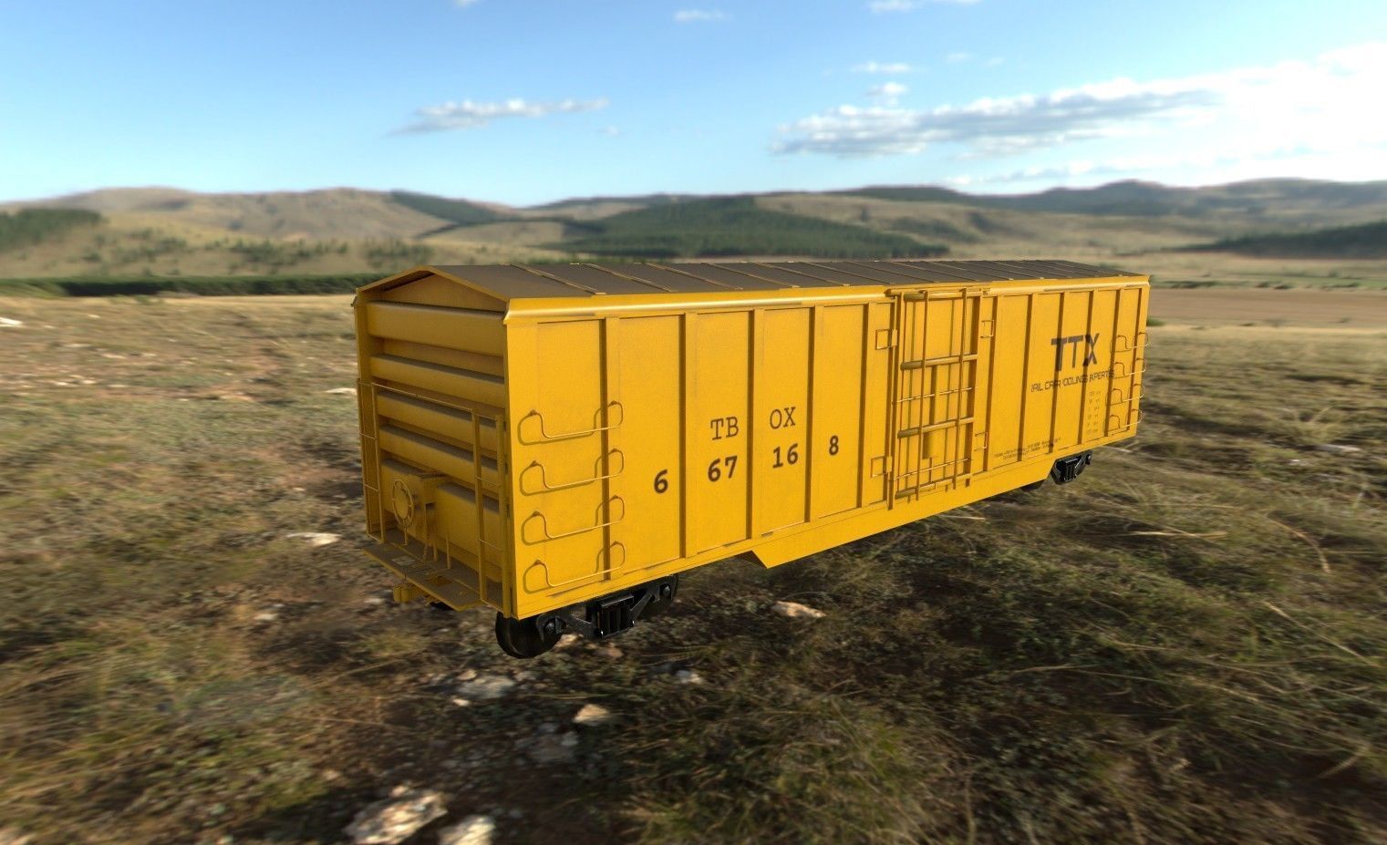 Train Box Car Low-poly 3D model Low-poly 3D model_3