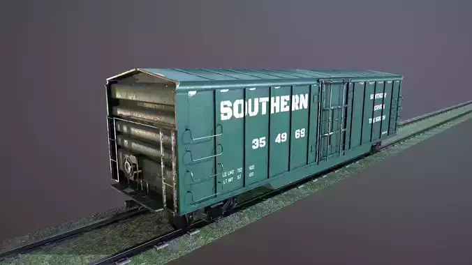 Train Box Car Low-poly 3D model