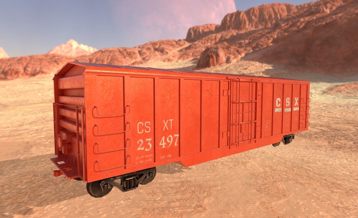 Train Box Car Low-poly 3D model Low-poly 3D model_2