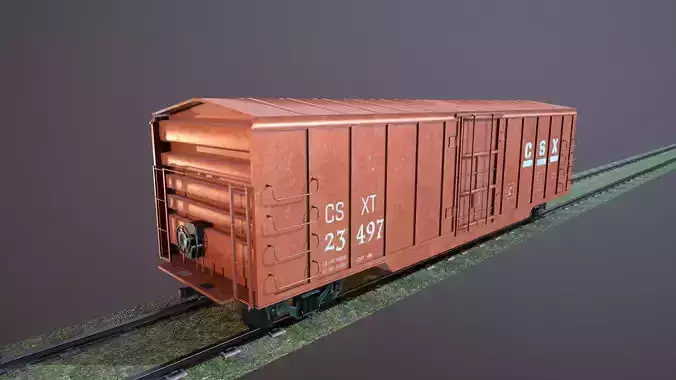 Train Box Car Low-poly 3D model Low-poly 3D model