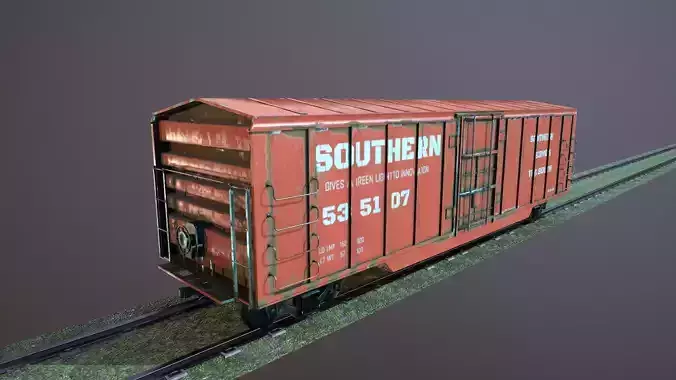 Train Box car Low-poly 3D model