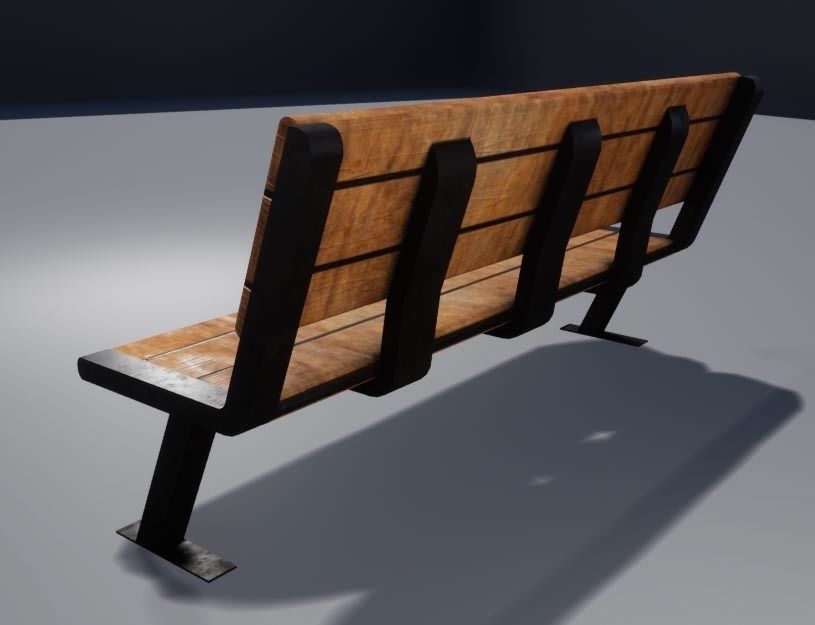 Modern Bench Low-poly 3D model_2