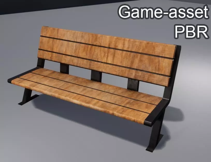 Modern Bench Low-poly 3D model_0