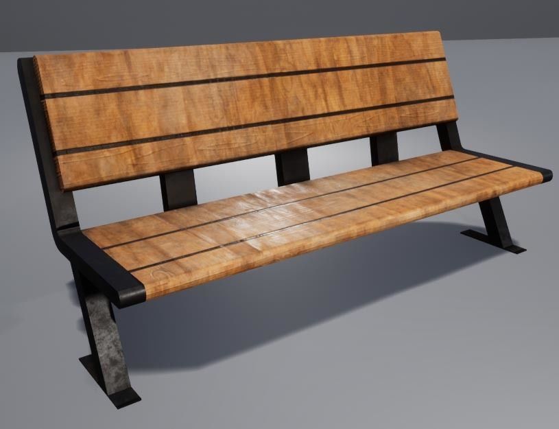 Modern Bench Low-poly 3D model_1