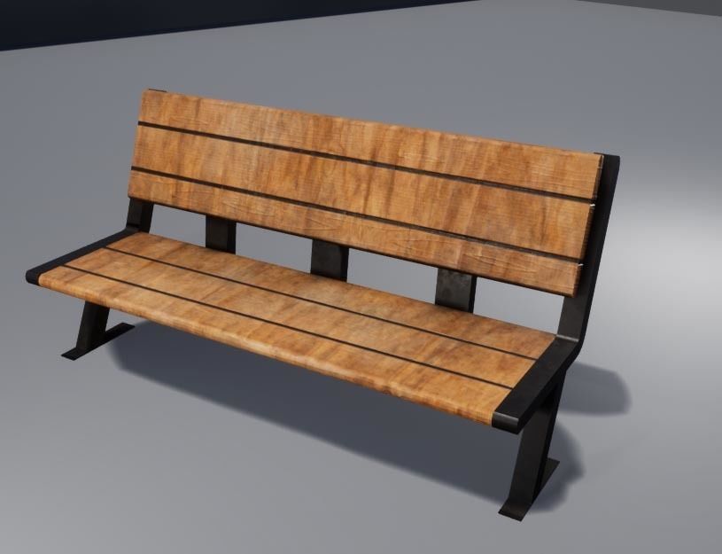 Modern Bench Low-poly 3D model_3