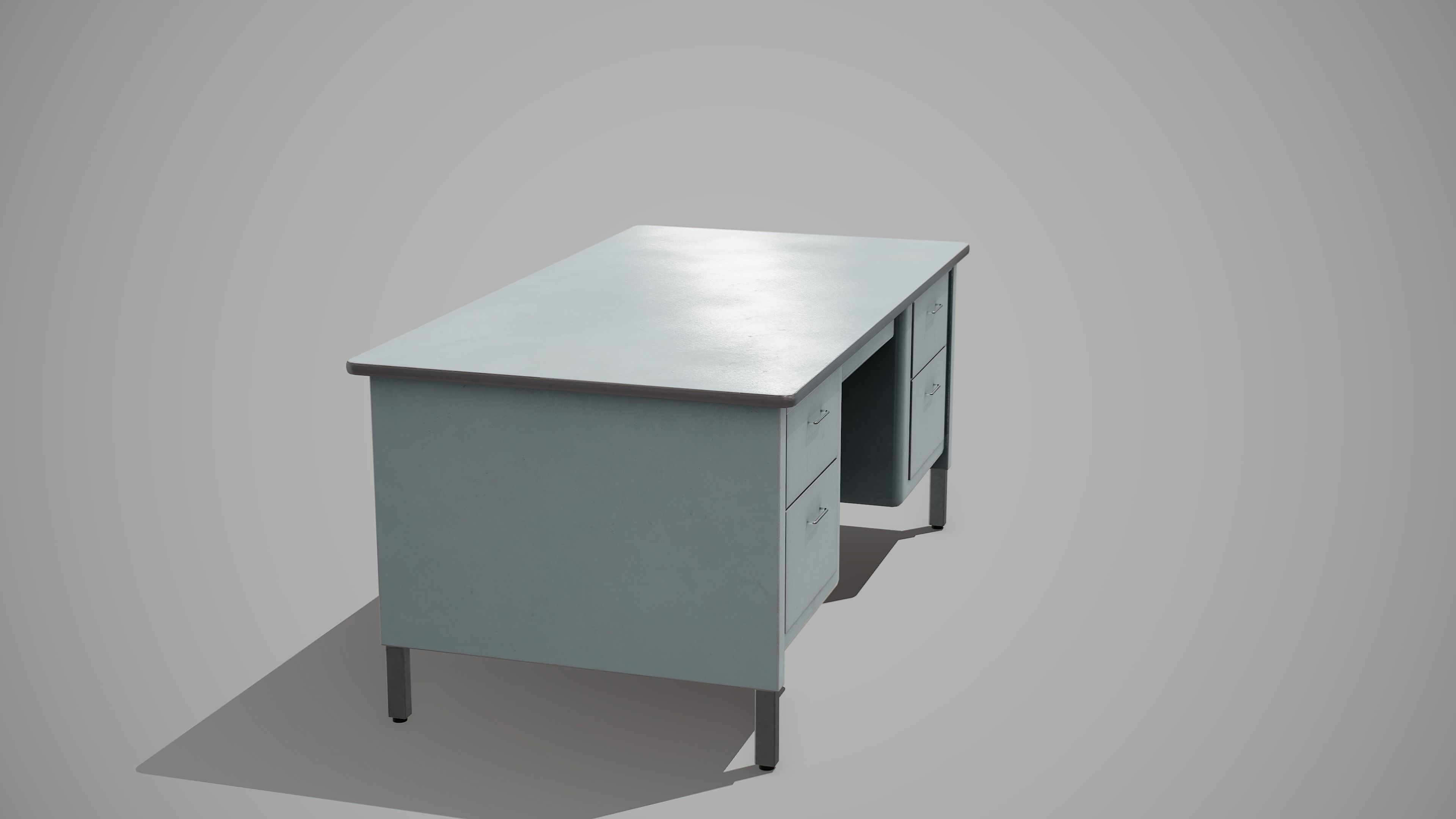 Metal Desk table Low-poly 3D model_9