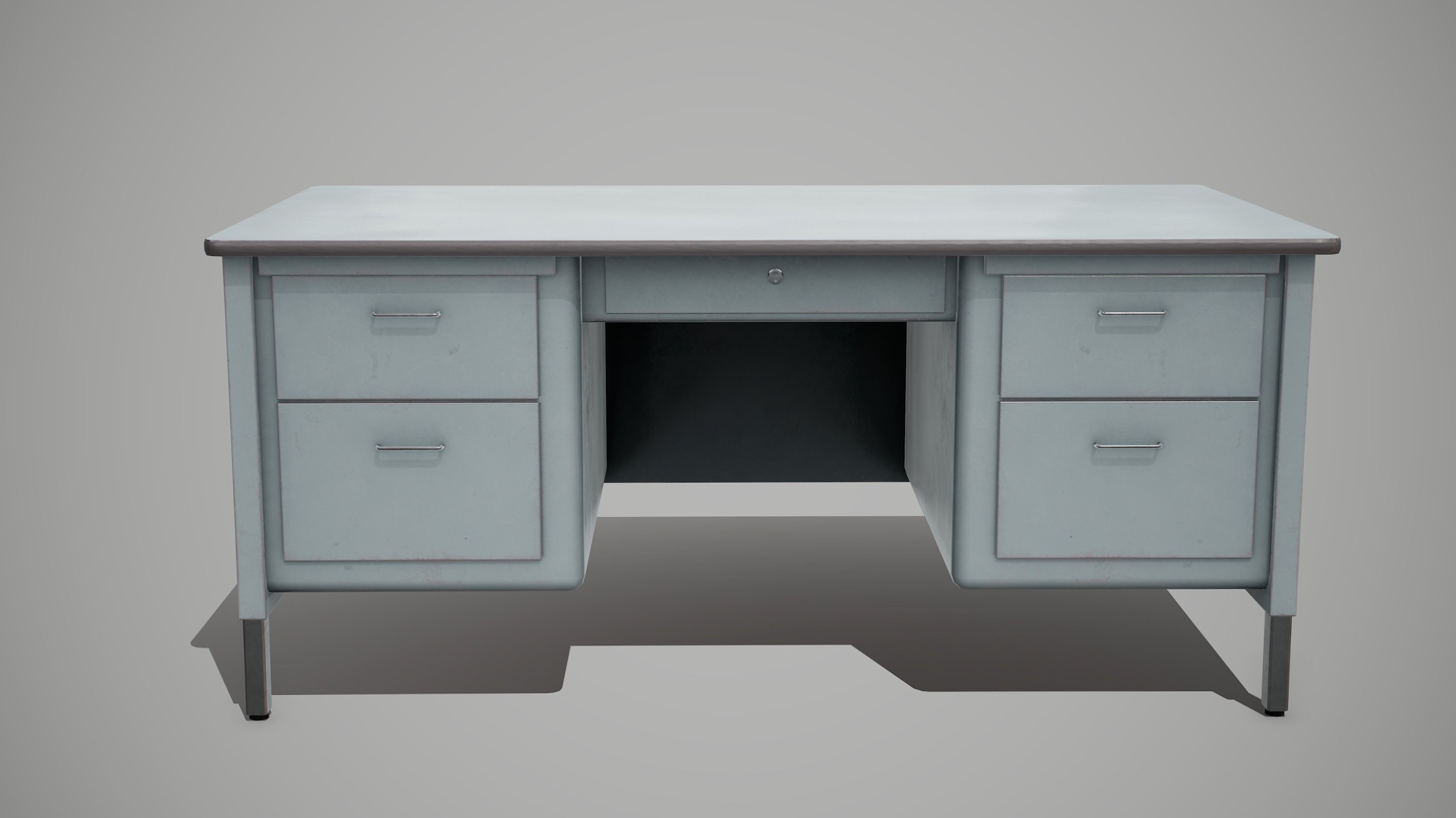 Metal Desk table Low-poly 3D model_3